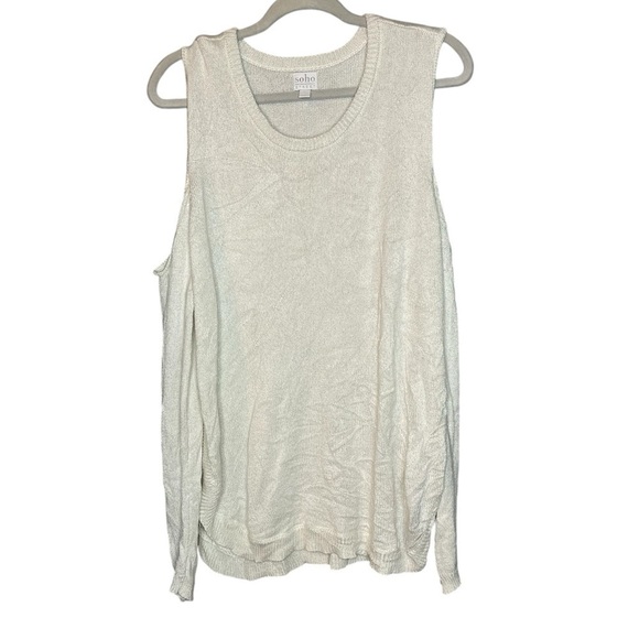 Soho New York & Company Cold Shoulder Metallic Ivory Knit Sweater Size XL Casual - Picture 1 of 9